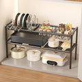 Pots and Pans Organizer Under Cabinet, Expandable 2 Tier Under Sink Organizers Storage Adjustable Height Kitchen Pot and Pan Lid Holder Rack with 6 Dividers(4panels,2baskets,1 Pot rack,Black)