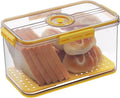 Bread Box Airtight Bread Boxes for Kitchen Counter, Time Recording Bread Storage Container with Lid, Bread Holder for Homemade Bread, Toast, Bagel, Donut and Cookies, Yellow