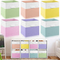 Yinder 6 Pcs Cube Storage Bin Pink 11'' Storage Bins for Playroom Decor Colorful Bins for Kids Foldable Baskets for Nursery Organizer Boxes Fabric Boxes