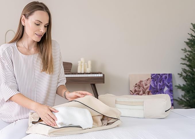 Cashmere Storage Bags - 100% Cotton, Moth Proof, Zipper Closure, Reusable, Washable Garment Storage Bags for Sweaters, Dresses - Perfect for Underbed Storage and Organizing Sweaters in Closet (1 Bag)