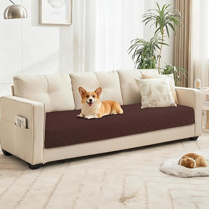 Waterproof Couch Covers for Pets, Waterproof Dog Bed Cover, Anti-Slip Soft Dog Blankets, Couch Cover for Dogs Washable, Pet Blanket for Puppy Large Dogs Cat (82x82 Inch, Coffee)
