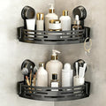 kdlgjdv Triangle Suction Cup Shower Caddy, No-Drill Bathroom Corner Shelf, Small Bathroom Storage Cabinet, Easy To Install, Heavy-Duty Strong Hold Shower Storage Rack For Shampoo & Soap (Black*2)