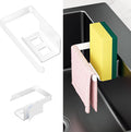 Sponge and Dish Cloth Holder for Kitchen Sink, 2 in 1 Adhesive Sink Dish Sponge Holder, Sinks Caddy Organizer Rack for Storage Sponges Scrubber Glove and Brush, White