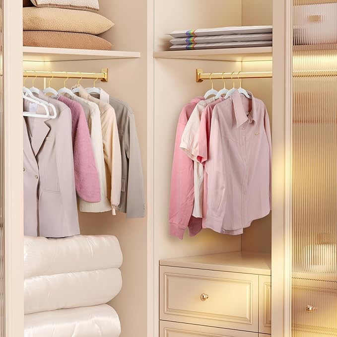 TIMMY 36-Pack Velvet Hangers with Gold Hooks - Space-Saving Non-Slip Heavy-Duty Clothes Hangers for Coats, Suits, Dresses, and Sweaters - Slim Design(White+Gold) (White+Gold, 17inch-36pack)