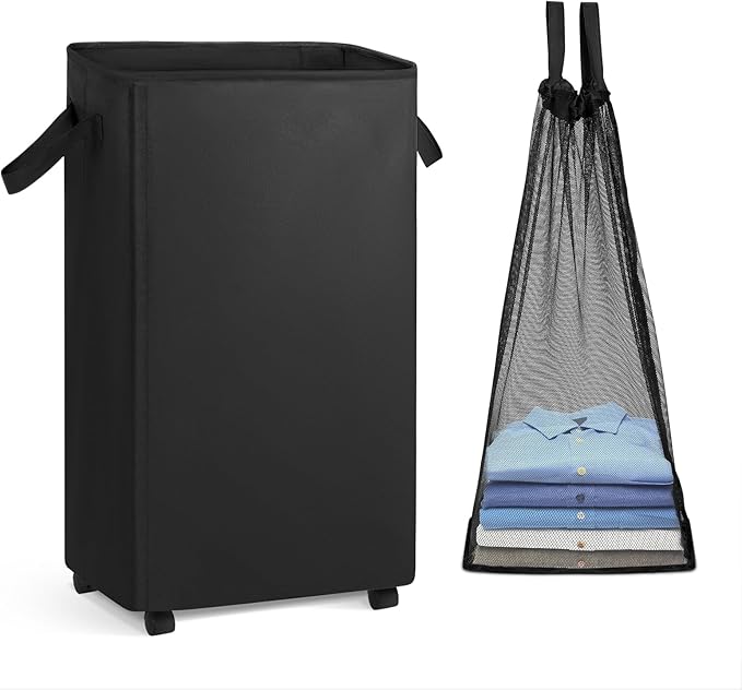 Laundry Hamper Laundry Basket with Wheels, 100L Large&Tall Collapsible Clothes Hamper with Removable Bag, Dirty Clothes Hampers for Bedroom, Bathroom, Dorm, College