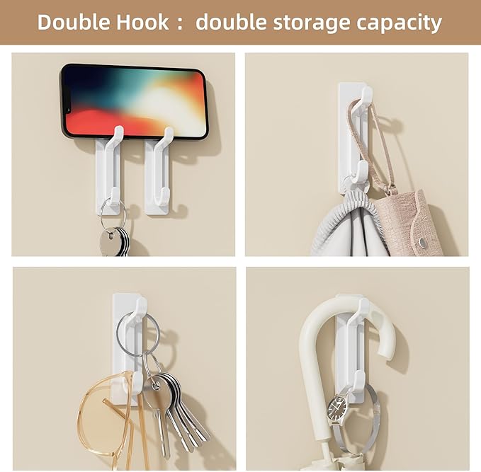 pickpiff 12 Pack Wall Hooks for Coat and Towel: 13LB Strong Adhesive Door Hanger Stick on, White