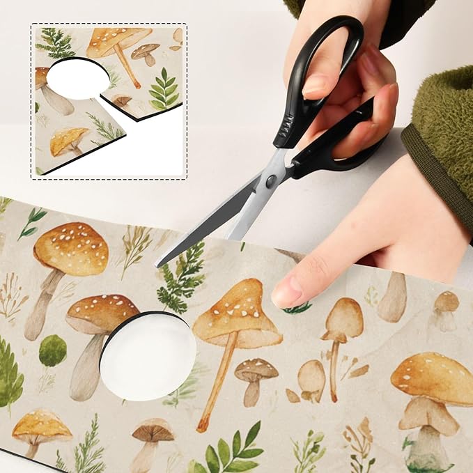 Kitchen Sink Splash Guard 2 PCS 14.7 Inch Sink Faucet Mat Splash Guard for Bathroom Countertop Water Absorbent Foldable Cuttable Soft Washable Watercolor Mushrooms Beige