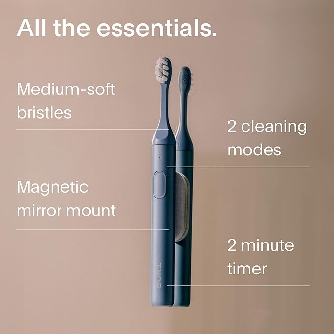 SURI 1.0 Sonic Electric Toothbrush | 1 Month+ Battery | Designed in California | Electric Toothbrush for Adults | Travel Toothbrushes | Tooth Brush | Blue
