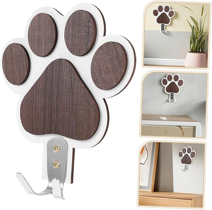 Wooden Paw Print Hook for Dog Towel Space-Saving Hanger Connector Farmhouse Style Kitchen Towel Hanger