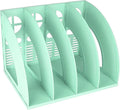 SAYEEC Sturdy Magazine Holder 4 Compartments Plastic Desktop File Organizer File Dividers Office Organizer Storage Document Magaizne Rack Display Box (Green)