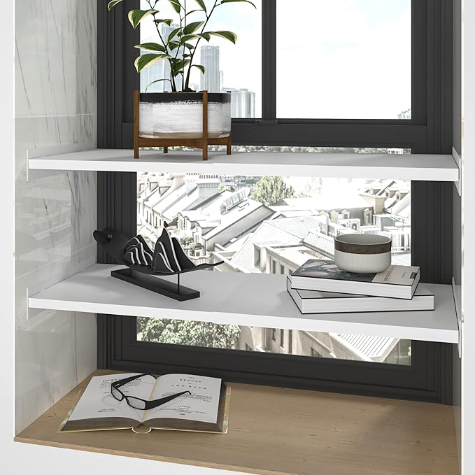 Expandable Closet Shelf Organizer, Adjustable Shelves Organizer, Storage Shelving Rack DIY Divider RV Separator for Cabinet Pantry Wardrobe Cupboard Kitchen, 2 Pack, Large