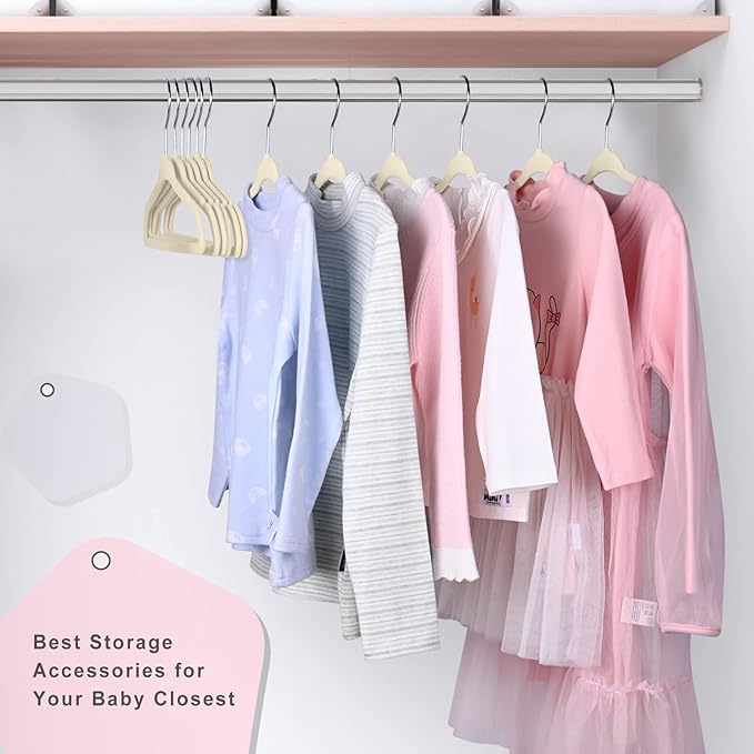 BAGAIL 50 Pack Kids Velvet Hangers 11 Inches Children's Clothes Hangers Non-Slip Baby Hangers for Infant/Toddler (Ivory)