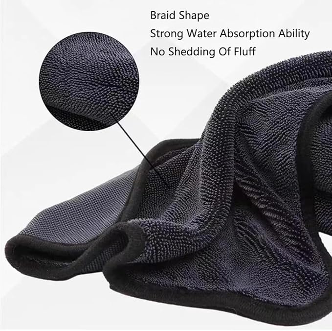 Car Drying Towel Microfiber Towel Car Washing Cleaning Cloth Dual Layers Ultra Absorbent for Auto Detailing (12" x 16")