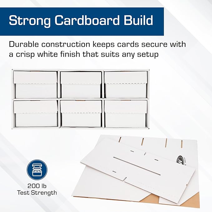 BCW 1600 Count Two Row Card House Storage Box with 6 Shoe Boxes | Holds 9600 Standard Trading Cards | Cardboard Storage House with Six 2 Row Card Storage Boxes