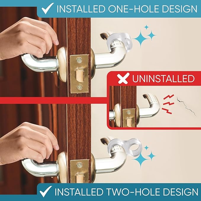 Strongest Home 12+8 Pack Door Stop Wall Protector for Door Handle - Clear & Invisible Wall Stoppers Wall Protector, Damage-Free Glass Shower Stopper, No Adhesive, Fits All Door Handle Types.