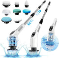 TBFWiCO Electric Spin Scrubber, Shower Cleaning Brush with 8 Replaceable Brush Heads, IPX7 Waterproof & 50KGF High-Torque Motor, Adjustable Long Handle, for Bathroom, Kitchen, Tile & Floor Cleaning