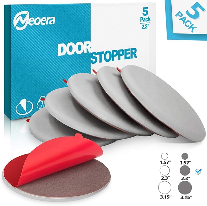 Neoera Door Stopper Wall Protector (5Pack) 2.3" Rubber Door Handle Bumper, Wall Protectors with Premium Self Adhesive Sticker for Protecting Walls (Gray)
