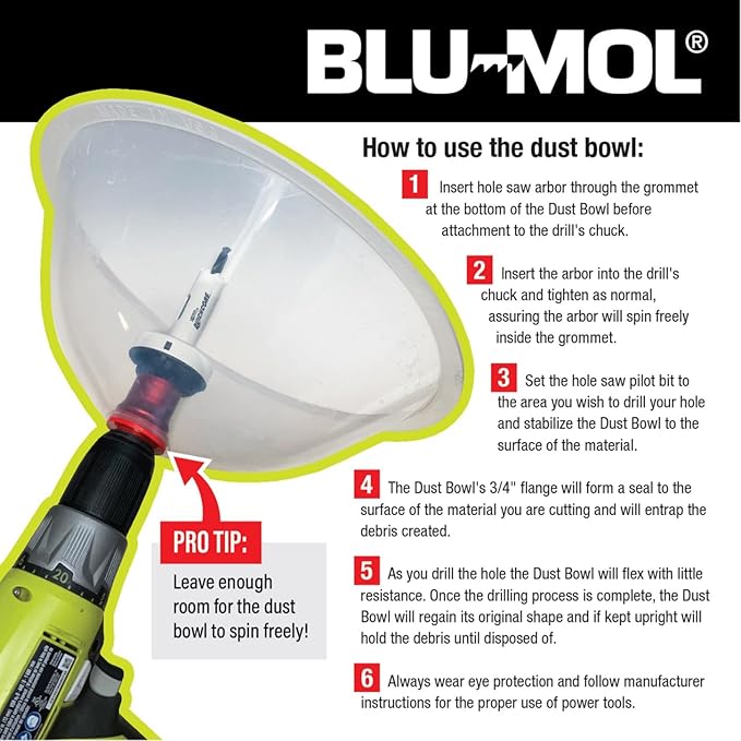 Disston E0215002 Two-Pack Blu-MOL RemGrit Hole Saw Accessories Dust Bowl, for Installing Recessed Lights and Works with All Hole Saws