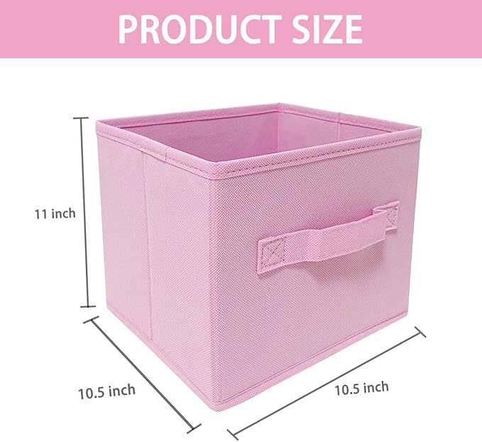Storage bins collapsible storage bins,cube storage organizer （Pack of 3） 10.5 * 10.5 * 11 inch,For home and office Collapsible Closet Shelf Organizers, Drawer Organizers(Pink)