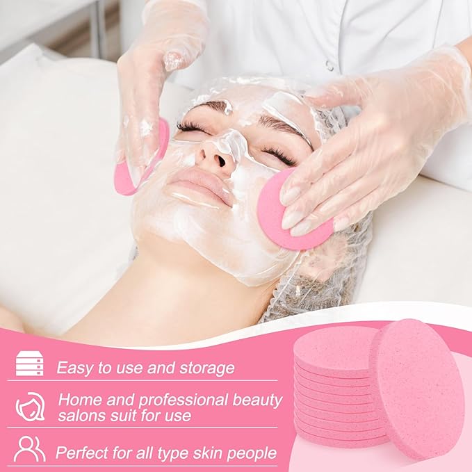 120 Pcs Facial Sponge Compressed, Luxiv Face Cleansing Sponge Estheticians Compressed Makeup Facial Sponge Round Wash Face Sponges for Women Compress Exfoliating Removal Sponge