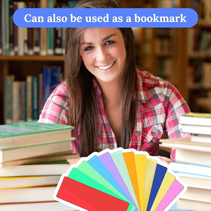 96 Pcs Library Book Dividers, 4x12 Inch Plastic Shelf Dividers with 120 Pcs Stickers, 12 Assorted Colors Bookshelf Markers for Home, Classroom Organize