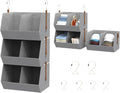 2 Pack,Hanging Closet Organizer 3 Tier,Disassemblable Clothes Hanging Shelves,Space-Saving Closet System, Fabric Storage Bins Bedroom Organization,Collapsible Baskets for Home, Dorm, Rv,Beige