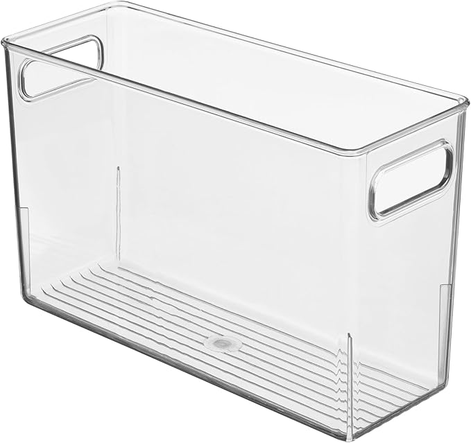 iDesign Tall Plastic Storage Bin with Handles for Fridge or Freezer - Set of 4 - Clear - Made in USA