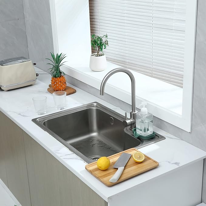 MicoYang Silicone Bathroom Soap Dishes with Drain Spout-Bathroom and Kitchen Sink Organizer,Sponge Holder,Dish Soap Tray,Perfect for Dispenser,Scrubber,Bottle,Cup on Sink or Counter-Green 4.9"×3.2"