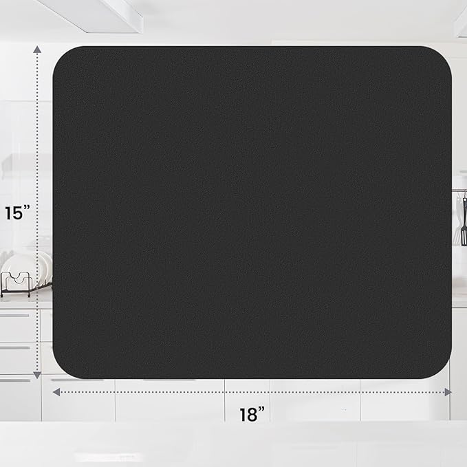 WISELIFE Dish Drying Mat Super Absorbent Drying Mat Large Dish Drying Mats for Kitchen Counter Easy Clean Dish Mat Kitchen Drying Mat15"x 18" Classic Black