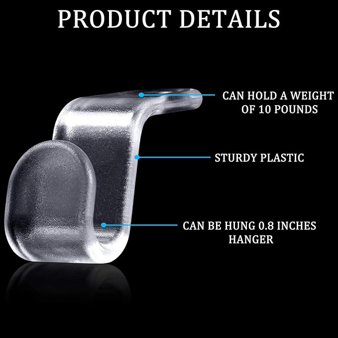 Jetec 48 Pieces Clear Clothes Hanger Connector Hooks Hanger Extender Clips Cascading Connection Hooks Outfit Holders for Clothes Closet (Clear)