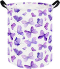 Butterfly hamper,Purple Laundry Basket,Baby Nursery Hamper,Waterproof foldable girls toy storage box,Dirty Clothes Hampers,Flower house decor(Purple Butterflies)