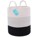 OrganiHaus Large Black & White Woven Laundry Basket w/Handles 52L, Rope Dirty Clothes Hamper, Blanket Basket for Living Room, Baby Laundry Hamper for Nursery, Soft & Durable Decorative Organizer Bin