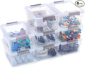 Citylife 8 Packs Small Storage Bins 1.3 QT Plastic Storage Container Stackable Box with Lids for Organizing, Clear White