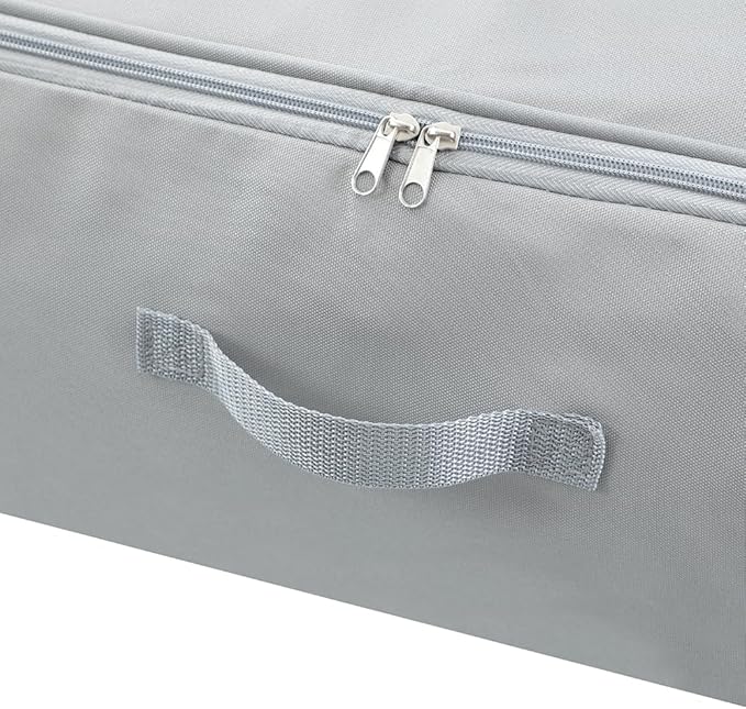 Comforter Clothes Storage Bag, 26.8 x 18 x 7.8 inches, 600D Oxford Fabric for Blanket, Quilt, Pillow, Bedding, Clothes, Sweater, Bedding, Foldable Zipper Container Tote, 2 Carrying Handles, Gray