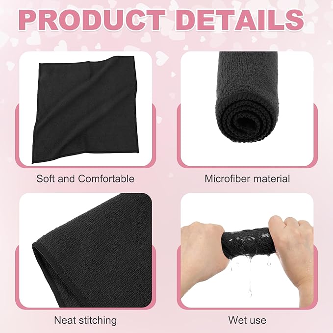 uxcell 5 Pcs Microfiber Cleaning Cloth, Kitchen Towels Reusable Microfiber Towels Highly Absorbent for Household Cleaning Supplies, Kitchen, Bathroom, Black(Square), 11.8" X11.8