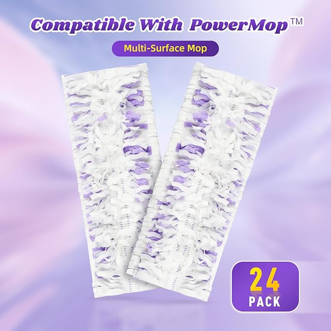 24 Pack Disposable Mop Pads for Power Mop™ Multi-Surface Mop, Floor Cleaning Replacement Mopping Pads Refills