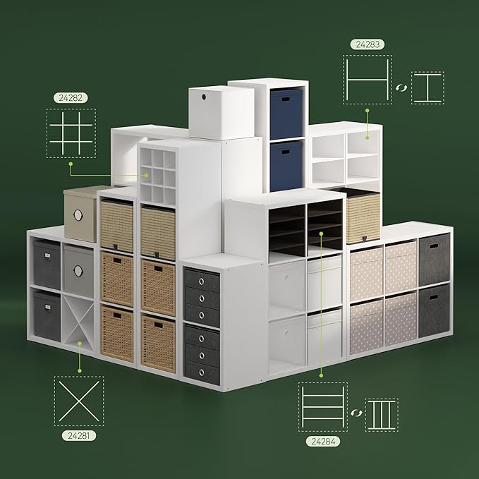 Furinno Cubicle Cube Insert, X-Shelf Cube Organizer, Fits into Furinno Extra Thick Cubes, for Organizers and Storage, White (Does not fit IKEA Kallax Shelving)