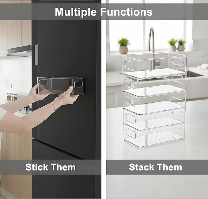 MGY 4Pack Clear Magnetic Baby Bottle Organizer for Refrigerator, Space-Saving Storage Container for Baby Bottles,Bottle Organizer