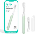 Quip Sonic Electric Toothbrush for Adults - Time Travel & Soft Bristles with Travel Case & Replacement Brush Head - 3 Month Battery Life, Plastic Handle - Sage