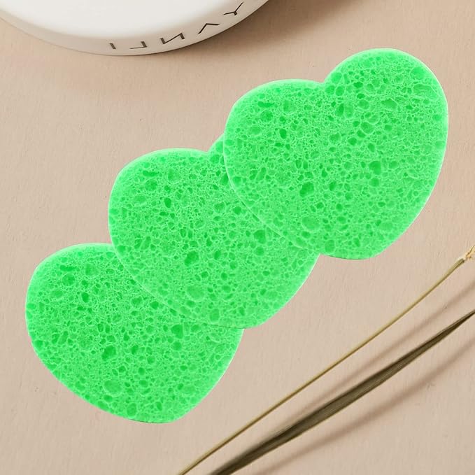 50-Count Facial Sponges Compressed, 100% Natural Cellulose Face Sponge Professional Cosmetic Spa Sponges for Face Cleansing, Exfoliating Mask, Makeup Removal for Travel and Home, Green