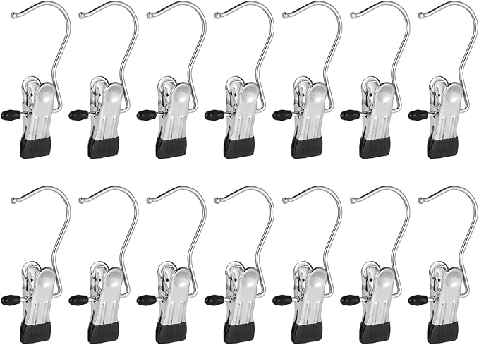 15 Pack Boot Hanger Legging Organizer for Closet, Boot Holder, Hanging Clips, Portable Multifunctional Hangers Single Clip Space Saving for Jeans, Hats, Tall Boots, Towels(Black)