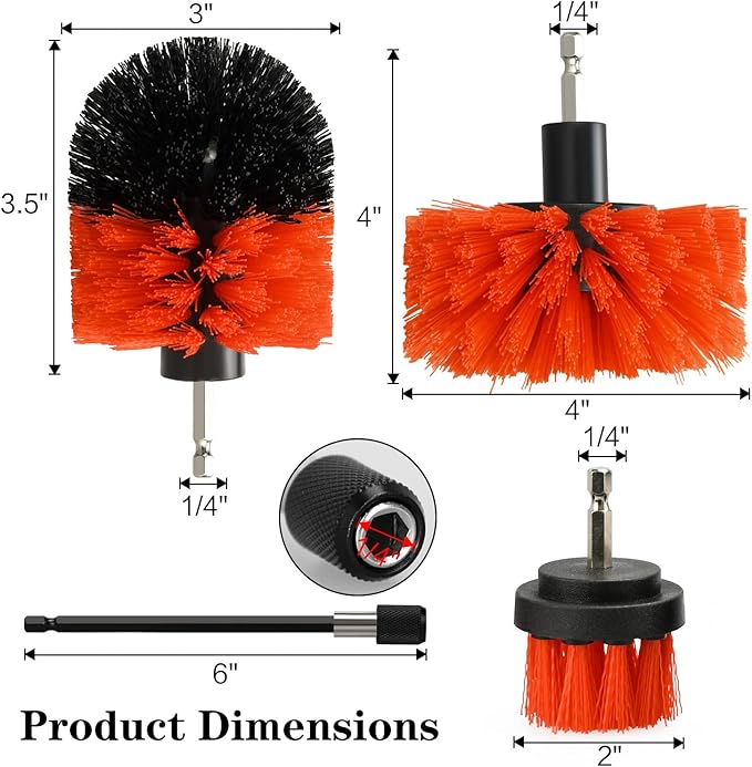 4pcs Drill Brush Attachment Kit, 2025 New Grout Drill Brush Set, All Purpose Power Scrubber Cleaning Kit for Bathtubs, Tile Grout Lines, Bathroom, Showers, Tile, Tile Seams