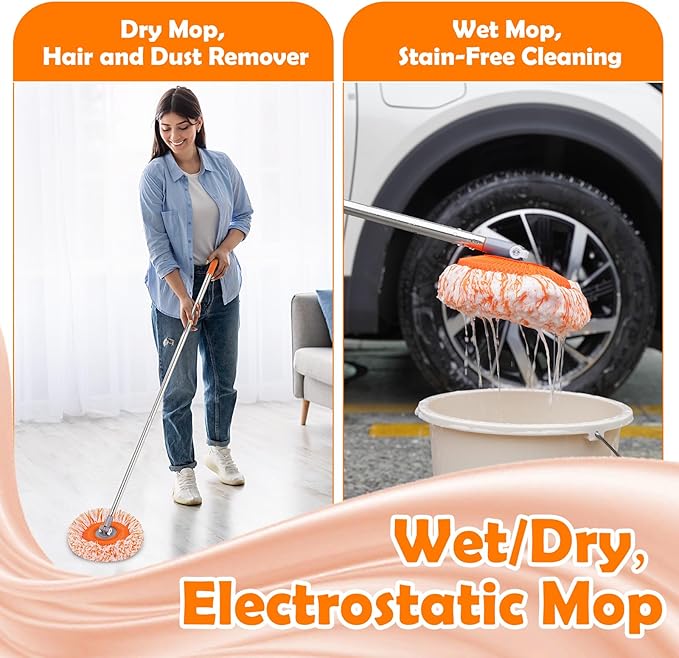 Wall Mop, Primium 68” Wall Cleaner, High-Quality Baseboard Cleaner, Professional-Grade Baseboard Cleaner Tool with Handle, Superior Quality Dust Mop, Efficient Ceiling Fan Cleaner Duster