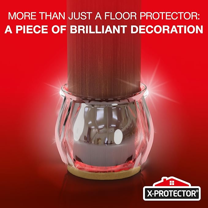 16 PCS Chair Leg Floor Protectors with Felt Pads X-Protector - 1.4" - 1.8" - Furniture Pads for Hardwood Floors - Clear Chair Pads - Floor Protectors for Chairs - Beige Chair Leg Covers!