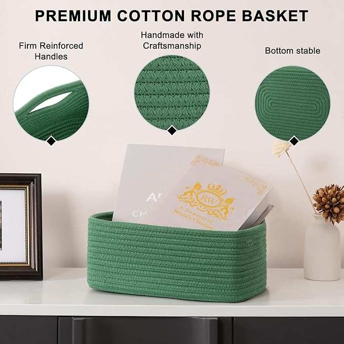 6 Pack Storage Baskets for Shelves, Small Baskets for Shelves, Cute Decorative Storage Bins, Organizer Basket for Gifts Empty, 11.8''Lx7.8''Wx4.7''H-Green