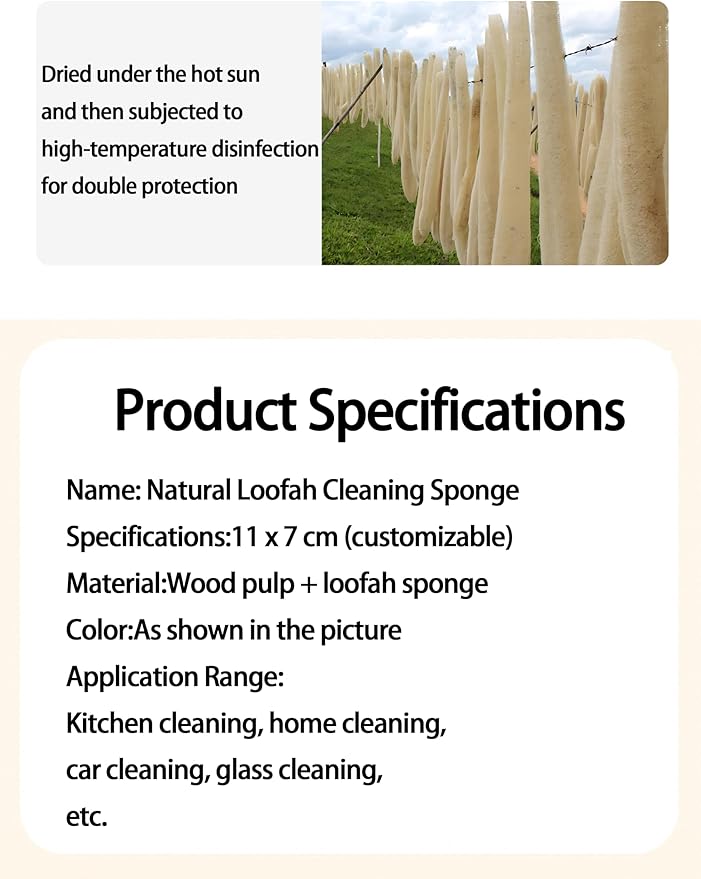 Eco-Friendly Natural Loofah Dish Scrubbers, Biodegradable & Zero Waste Kitchen Sponge, Reusable Non-Scratch Loofah for Kitchen, Bathroom & Household Cleaning, Unbleached Plant-Based Scrubber, 4-Pack