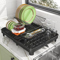 LEMIKKLE Dish Drying Rack, Large-Capacity Dish Drainer with Cutlery Holder Rotatable Water Drainer for Kitchen Counter,20.5" D x 16.1" W x 5.5" H