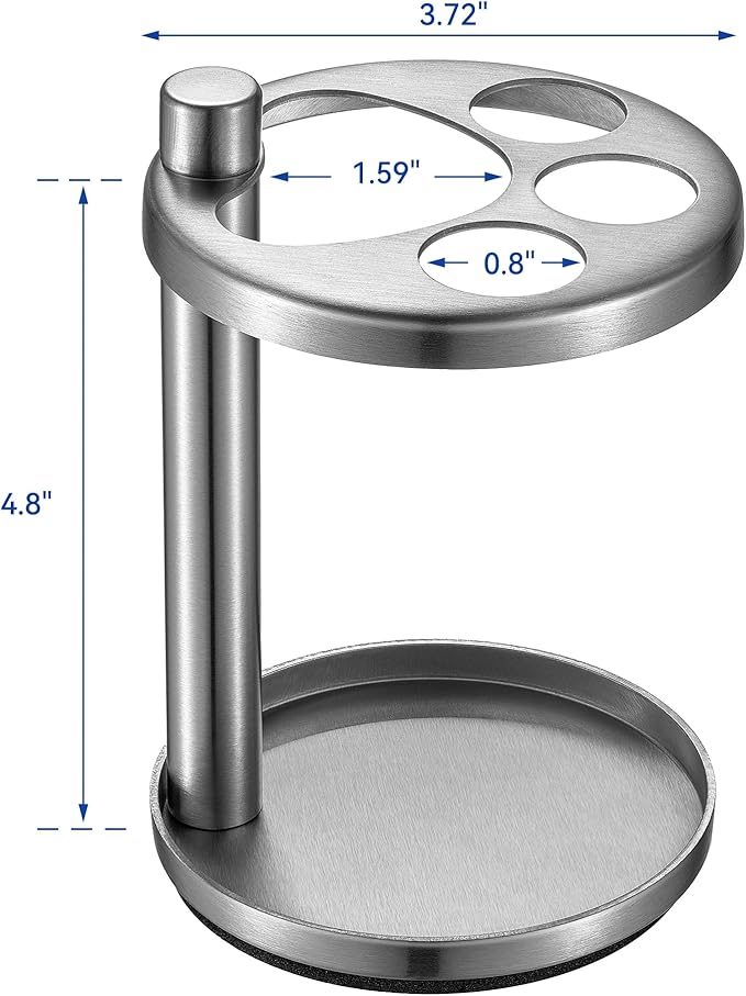 Toothbrush & Toothpaste Holder for Bathroom Countertop, Metal Electric Toothbrush Stand with Razor Slot, Ideal Design Caddy for Kids & Family, Brushed Silver