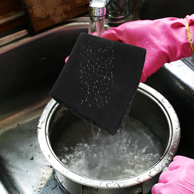 8pcs Microfiber Cleaning Cloth for Glass and Car 30x30cm Black Reusable Lint-Free Window and Mirror Wiping Towels Household Cleaning Supplies
