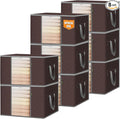 BALEINE 8 Pack Clothes Storage Bags, 24 Gallon Storage Containers with Reinforced Handle, Sturdy Zipper, Closet Organizer for Blanket, Comforter, Pillow, Bedding (Brown, 8 Pack)